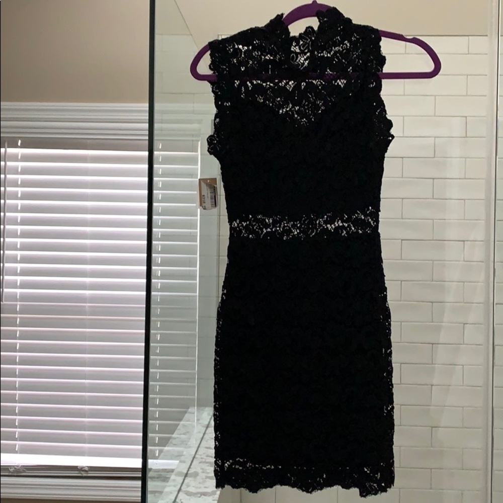 Black lace cutout dress